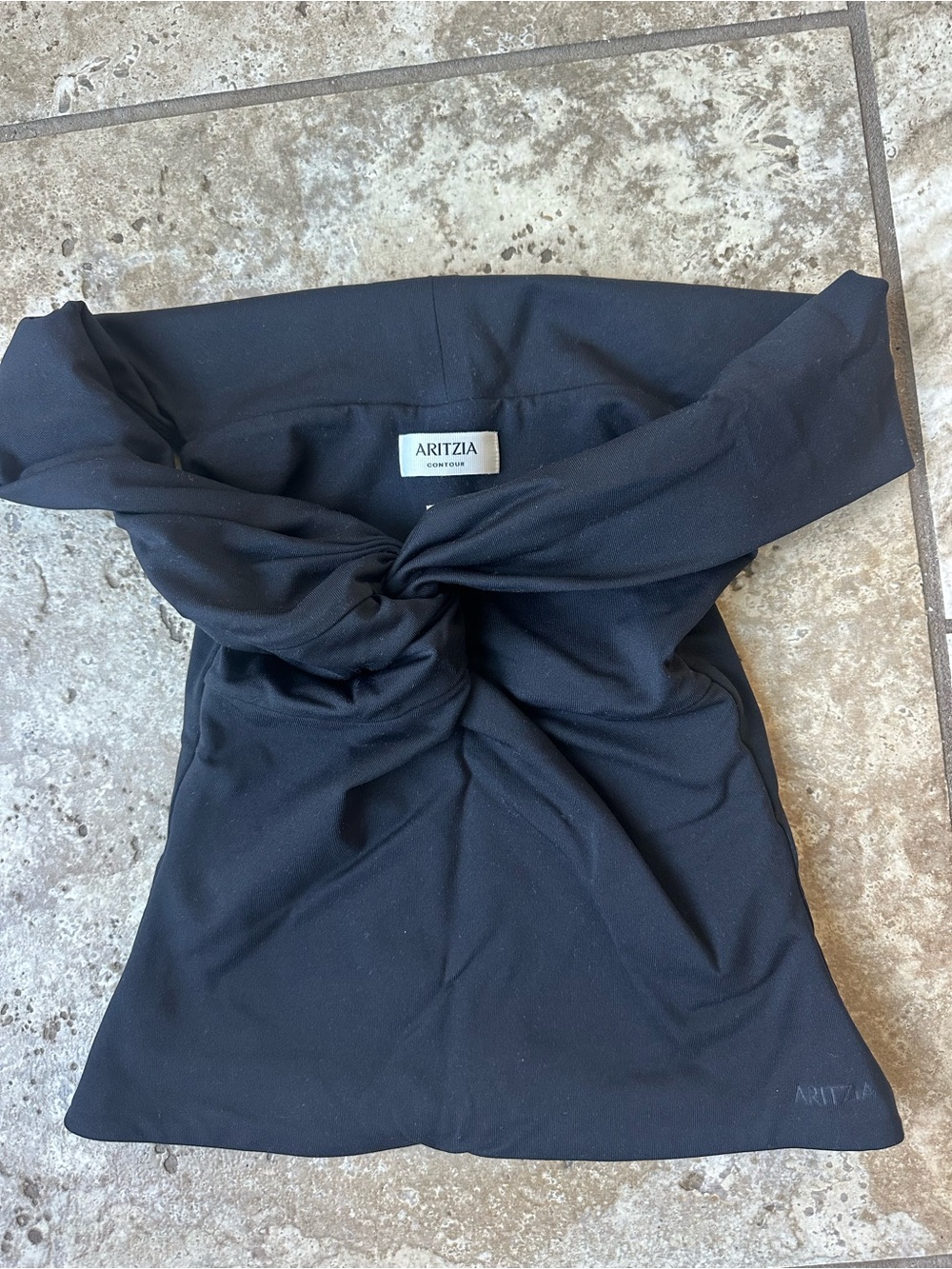 Aritzia Black Twist-Front Strapless Bandeau Top